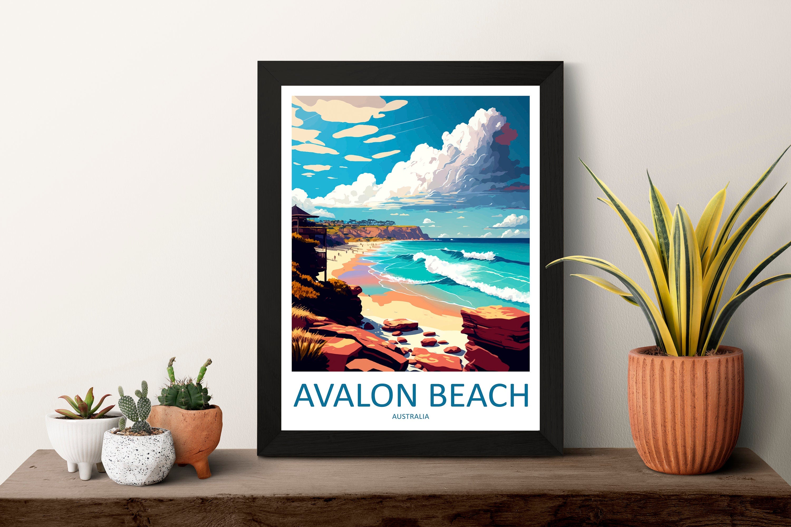 Avalon Beach Travel Print