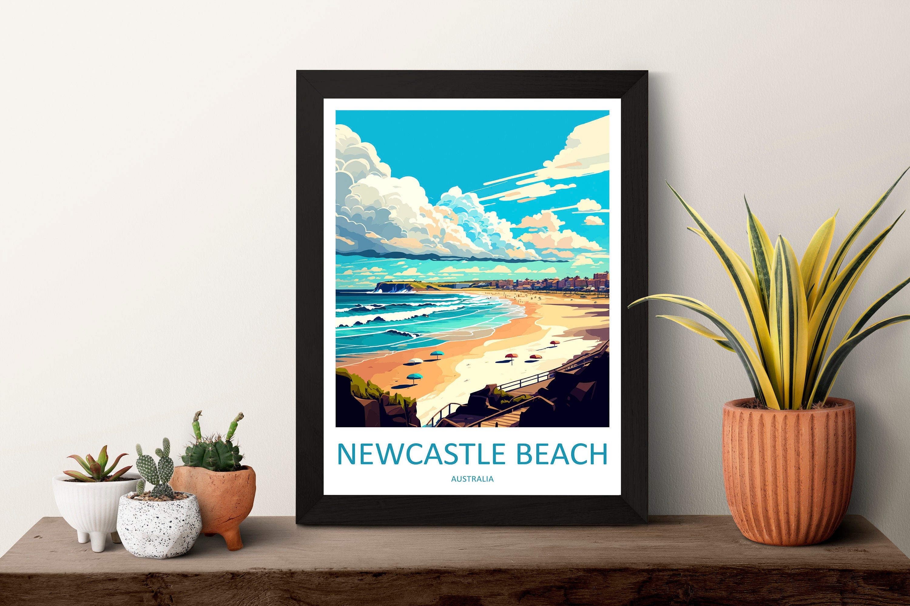 Newcastle Beach Travel Print