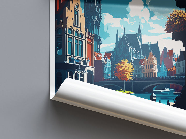 Ghent Travel Print Wall Art Ghent Wall Hanging Home Décor Ghent Gift Art Lovers Belgium Art Lover Gift Ghent Wall Décor