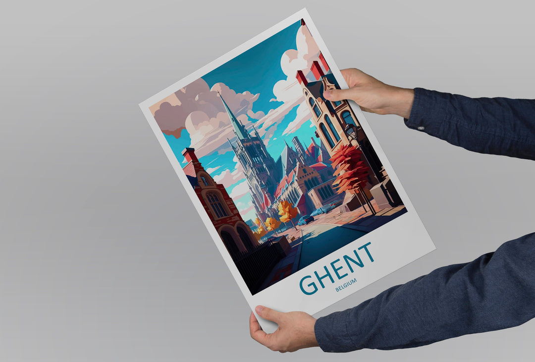 Ghent Travel Print Wall Art Ghent Wall Hanging Home Décor Ghent Gift Art Lovers Belgium Art Lover Gift Ghent Wall Décor