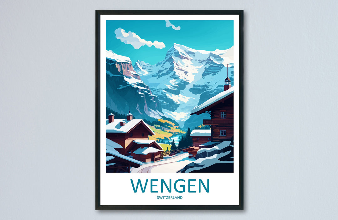 Wengen Travel Print Wall Art Wengen Wall Hanging Home Décor Wengen Gift Art Lovers Switzerland Art Lover Gift Wengen Travel Art