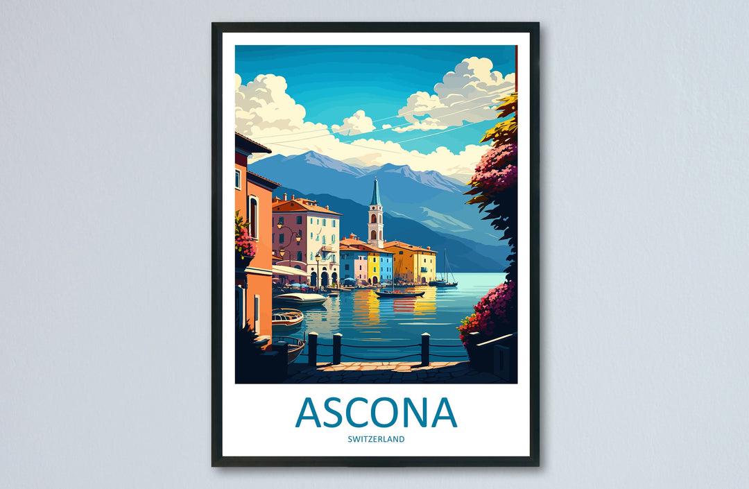 Ascona Travel Print Wall Art Ascona Wall Hanging Home Décor Ascona Gift Art Lovers Switzerland Art Lover Gift Ascona Travel Art
