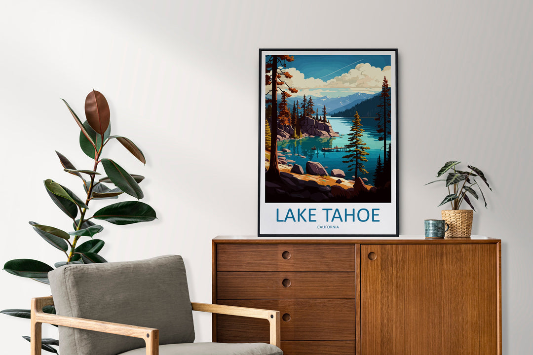 Lake Tahoe Travel Print Wall Art Lake Tahoe Wall Hanging Home Décor Lake Tahoe Gift Art Lovers California Art Lover Gift Lake Tahoe Decor
