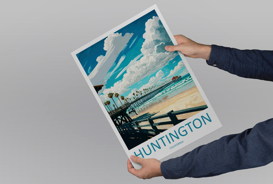 Huntington Beach Travel Print Wall Art Huntington Beach Wall Hanging Home Décor Huntington Beach Gift Art Lovers California Art Lover Gift
