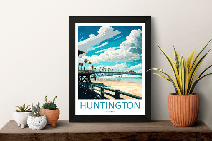 Huntington Beach Travel Print Wall Art Huntington Beach Wall Hanging Home Décor Huntington Beach Gift Art Lovers California Art Lover Gift