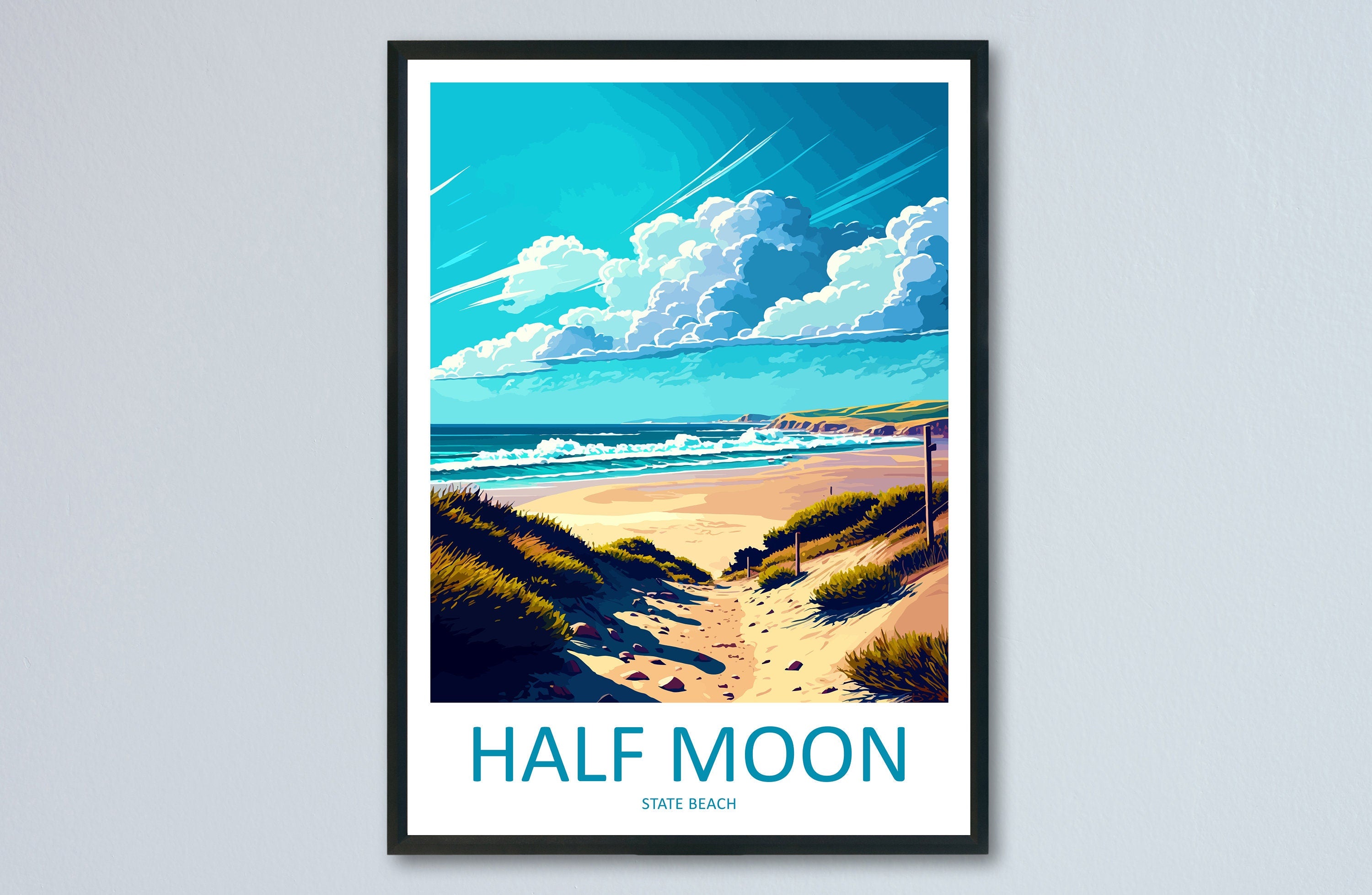 Half Moon State Beach Travel Print