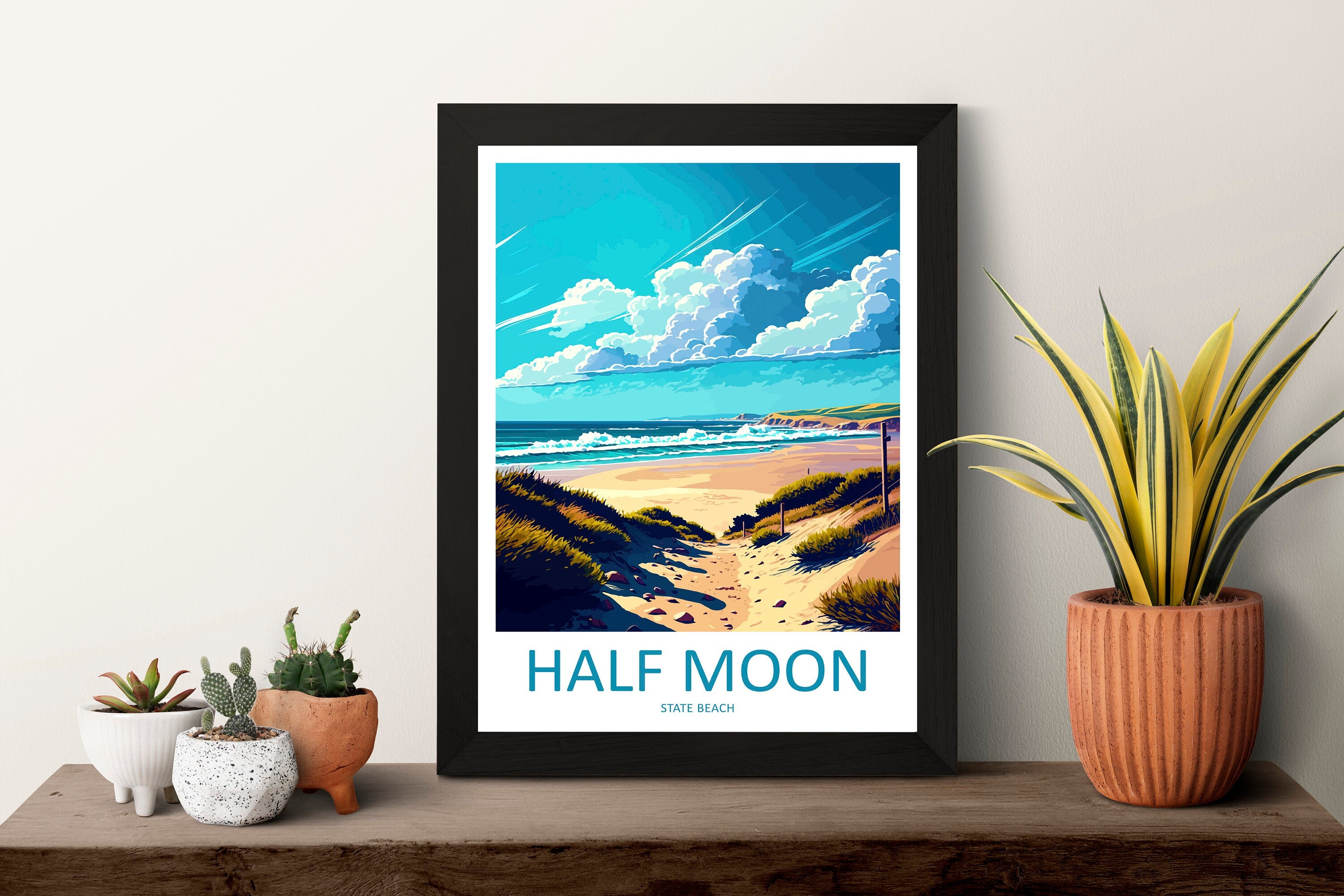 Half Moon State Beach Travel Print