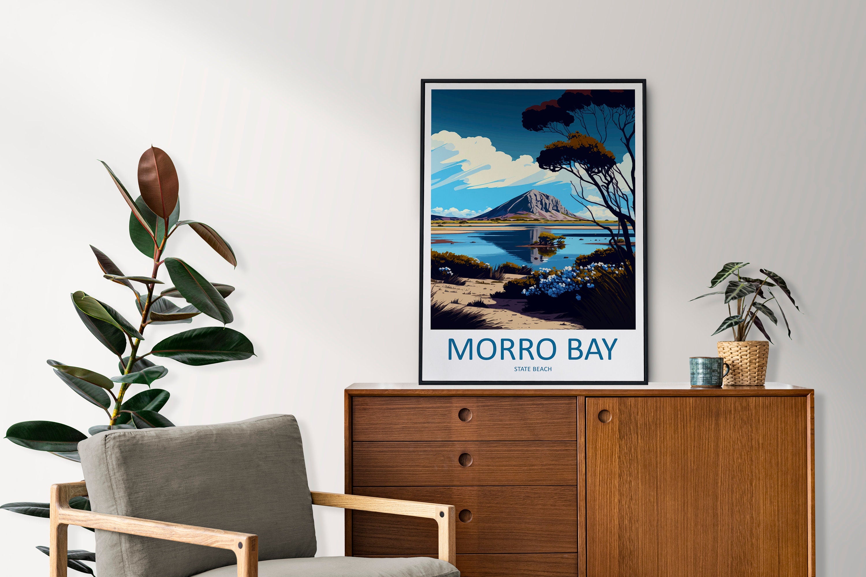 Morro Bay State Beach Travel Print