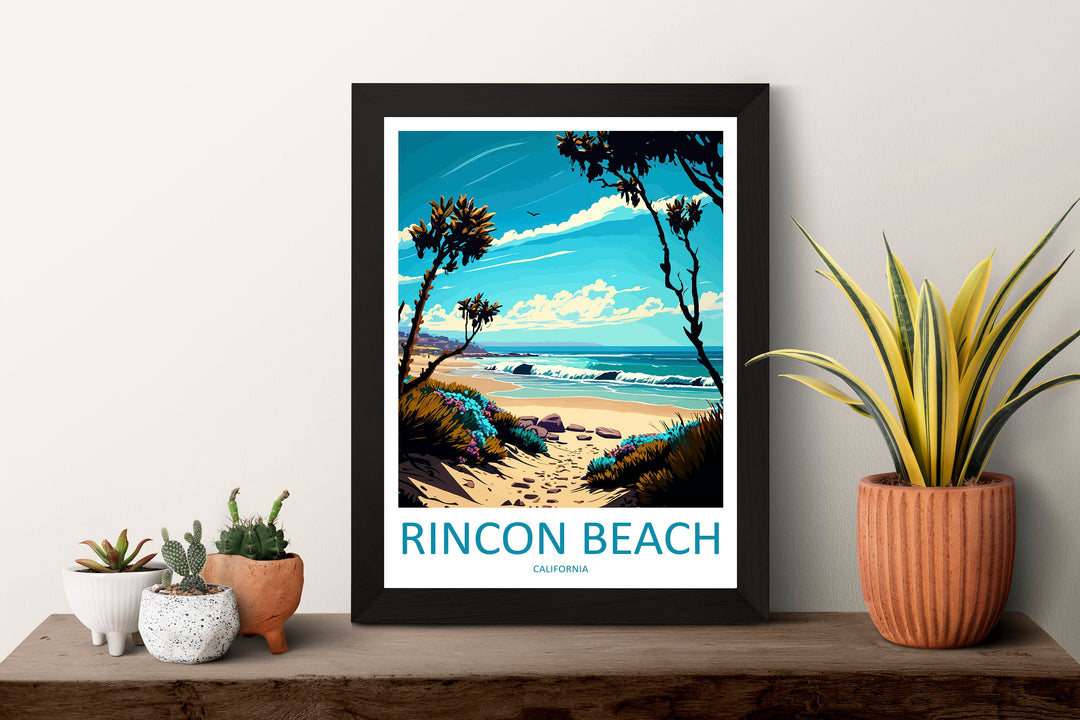 Rincon Beach Travel Print Wall Art Rincon Beach Wall Hanging Home Décor Rincon Beach Gift Art Lovers California Art Poster Rincon Beach