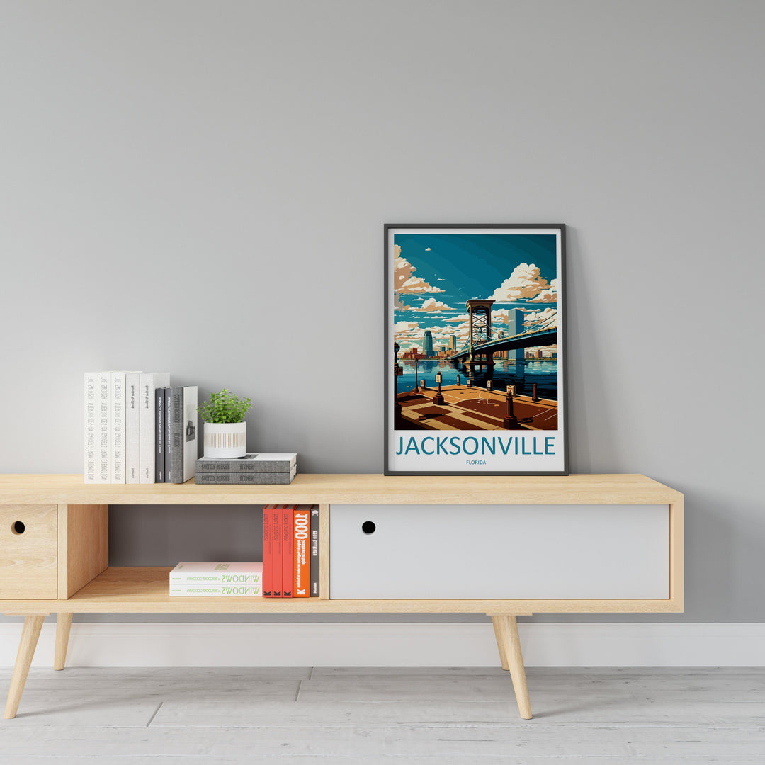 Jacksonville Travel Print Wall Art Jacksonville Wall Hanging Home Décor Jacksonville Gift Art Lovers Florida Art Lover Gift Florida Print