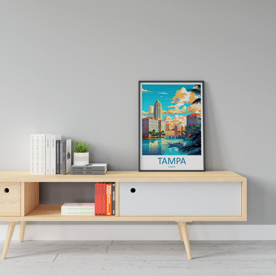 Tampa Travel Print Wall Art Tampa Wall Hanging Home Décor Tampa Gift Art Lovers Gift Beach Florida Tampa Print For Florida City Lovers