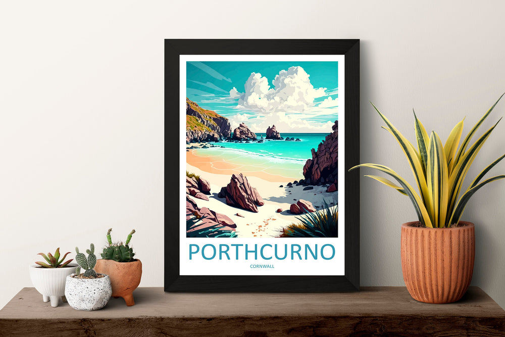 Porthcurno Travel Print Wall Art Porthcurno Wall Hanging Home Décor Porthcurno Gift Art Lovers England Art Lover Gift Porthcurno