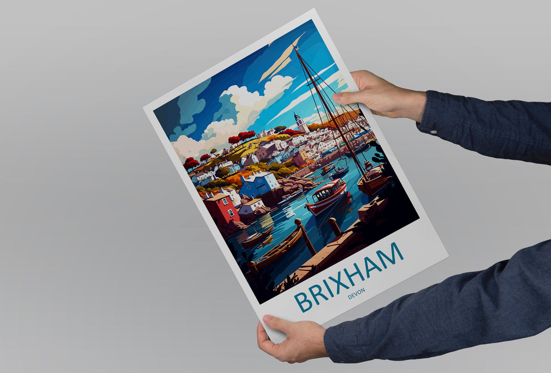 Brixham Travel Print Wall Art Brixham Wall Hanging Home Décor Brixham Gift Art Lovers England Art Lover Gift Brixham Art Poster For UK Lover