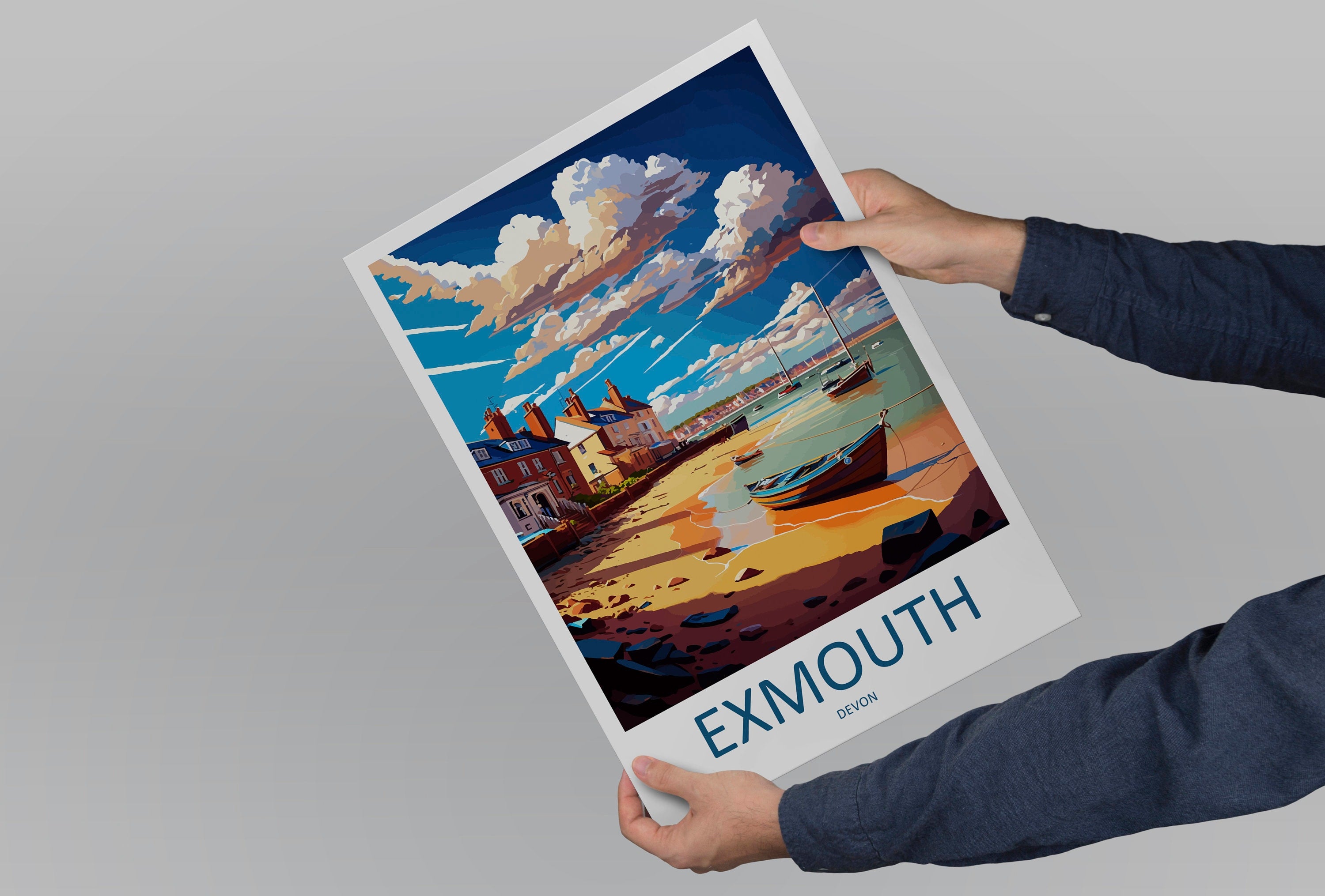 Exmouth Travel Print Wall Art Exmouth Wall Hanging Home Décor Exmouth Gift Art Lovers England Art Lover Gift Exmouth Art Poster