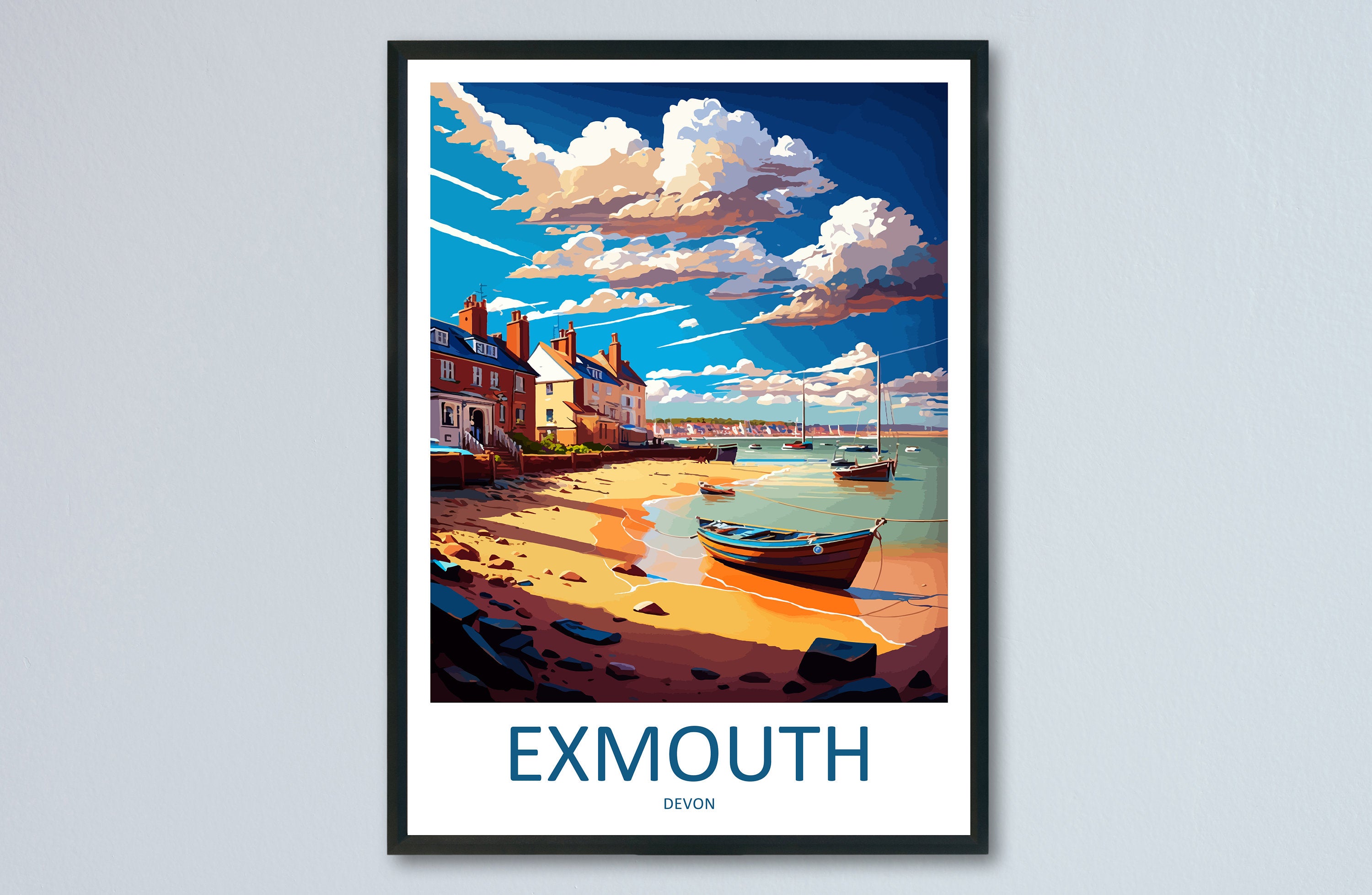 Exmouth Travel Print Wall Art Exmouth Wall Hanging Home Décor Exmouth Gift Art Lovers England Art Lover Gift Exmouth Art Poster