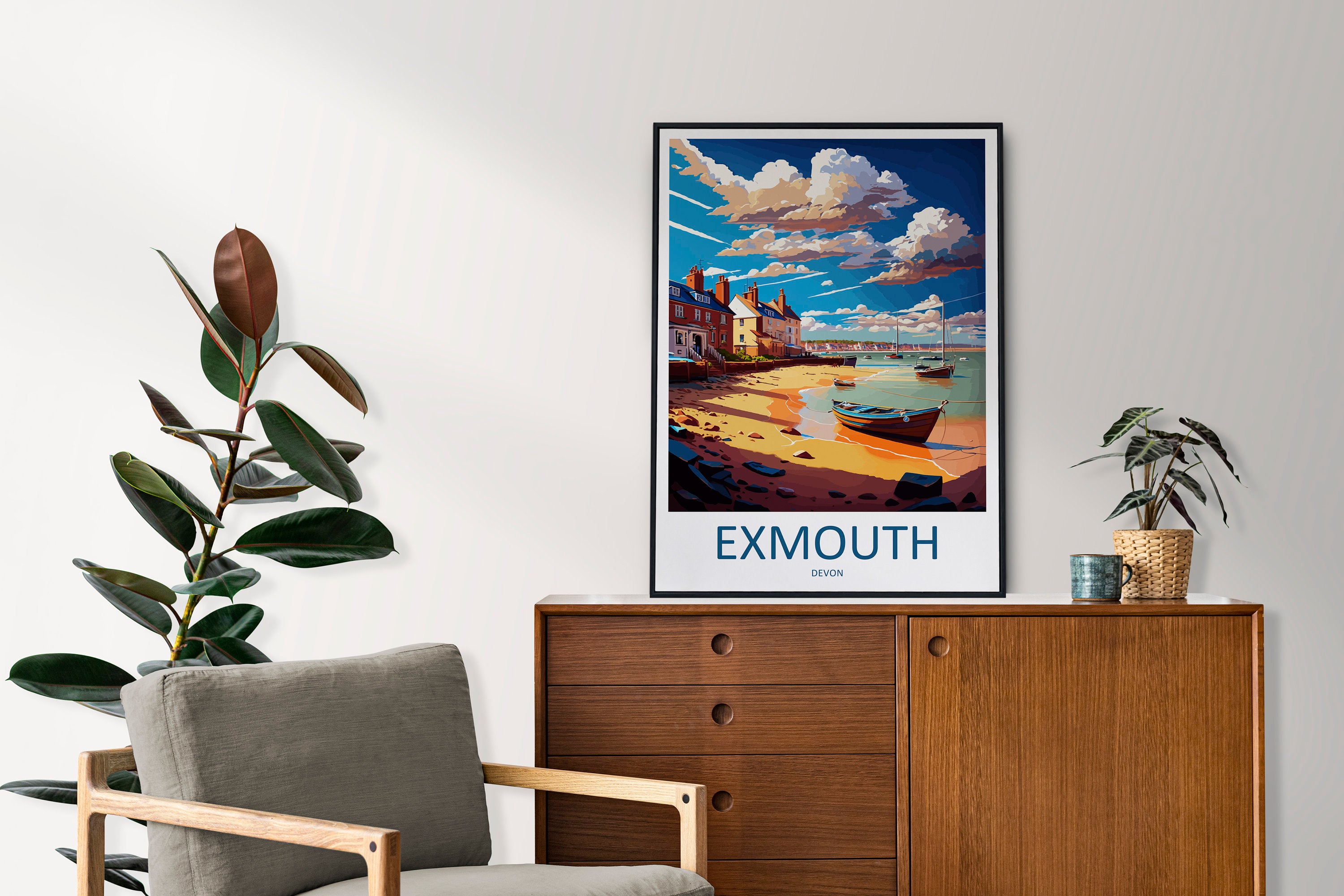 Exmouth Travel Print Wall Art Exmouth Wall Hanging Home Décor Exmouth Gift Art Lovers England Art Lover Gift Exmouth Art Poster