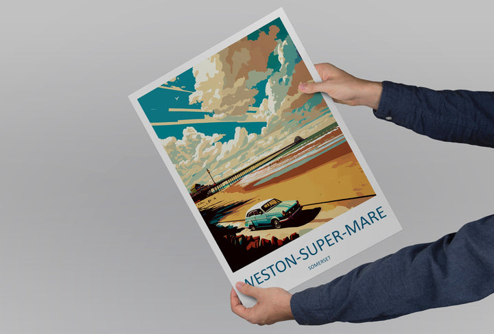 Western-Super-Mare Travel Print Wall Art Western-Super-Mare Wall Hanging Home Décor Western-Super-Mare Gift Art Lovers England Art Lover