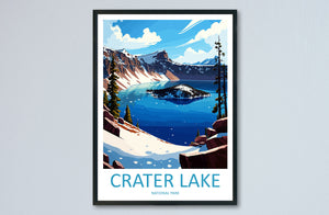 Crater Lake Snow National Park Travel Print