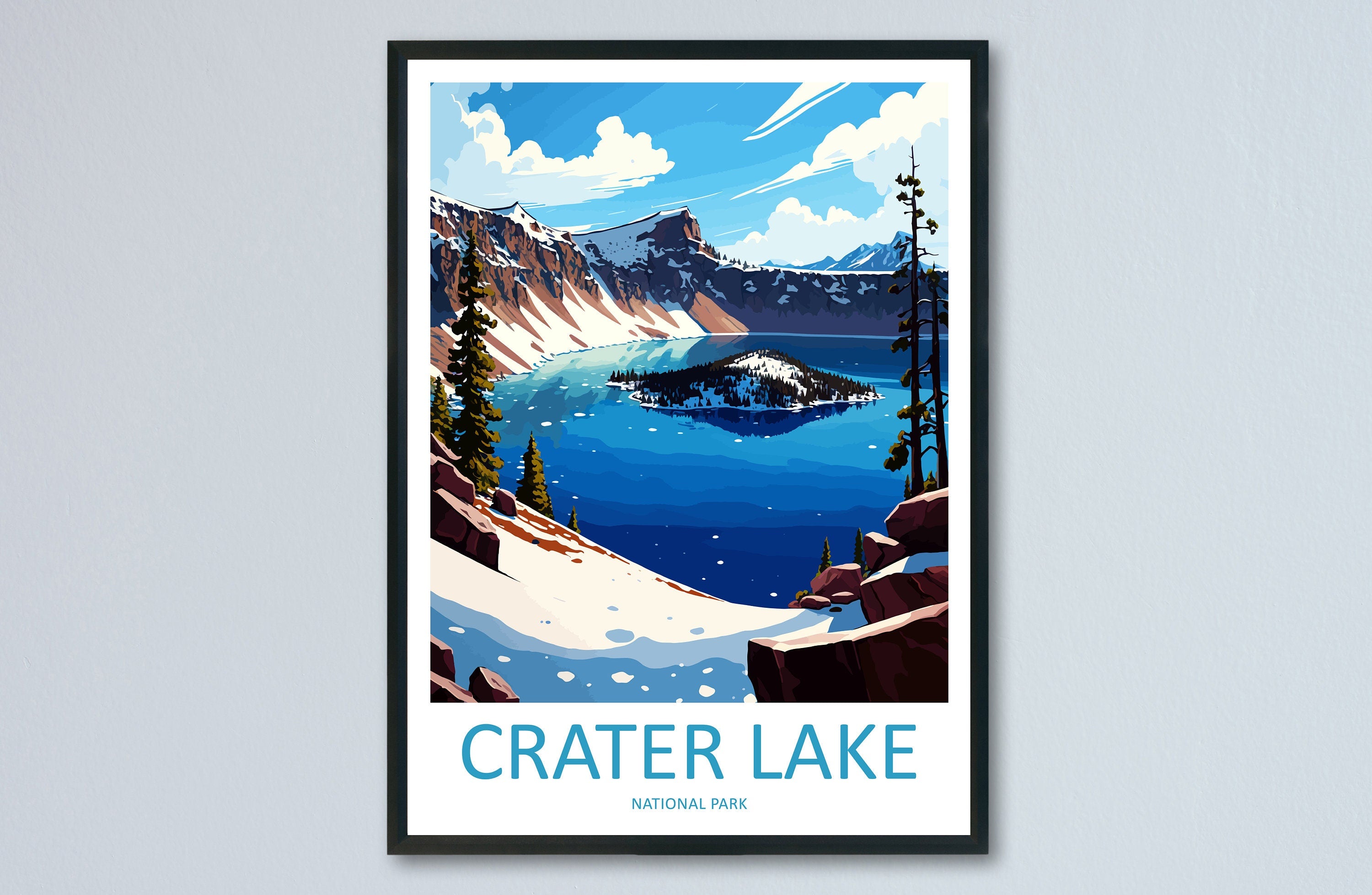 Crater Lake Snow National Park Travel Print