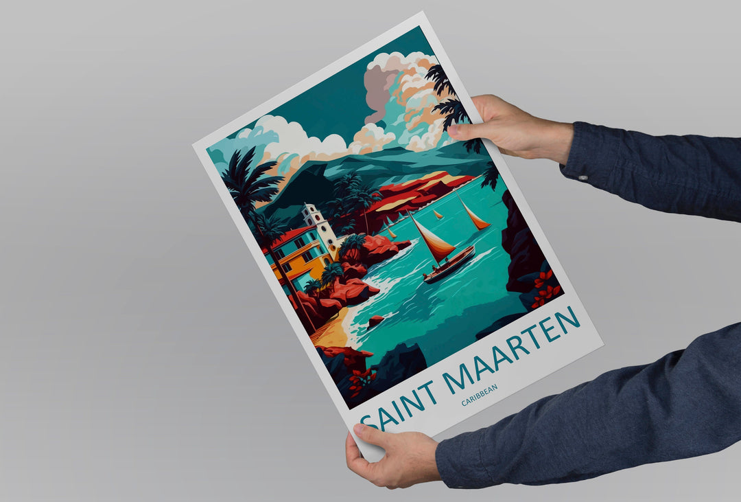 Saint Maarten Travel Print Wall Art Saint Maarten Wall Hanging Home Décor Saint Maarten Gift Art Lovers Wall Art Caribbean Travel Print