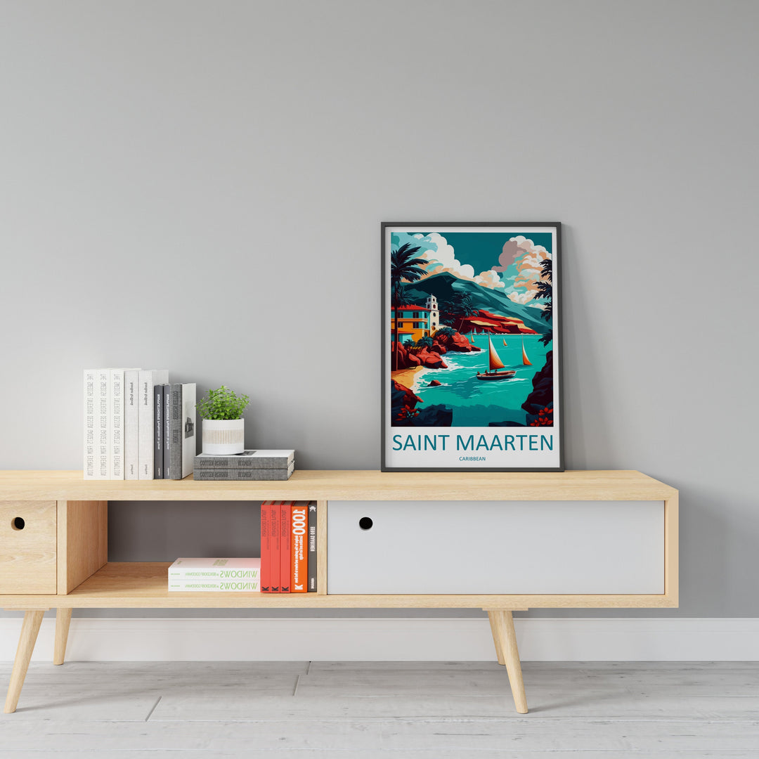 Saint Maarten Travel Print Wall Art Saint Maarten Wall Hanging Home Décor Saint Maarten Gift Art Lovers Wall Art Caribbean Travel Print