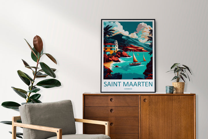 Saint Maarten Travel Print Wall Art Saint Maarten Wall Hanging Home Décor Saint Maarten Gift Art Lovers Wall Art Caribbean Travel Print