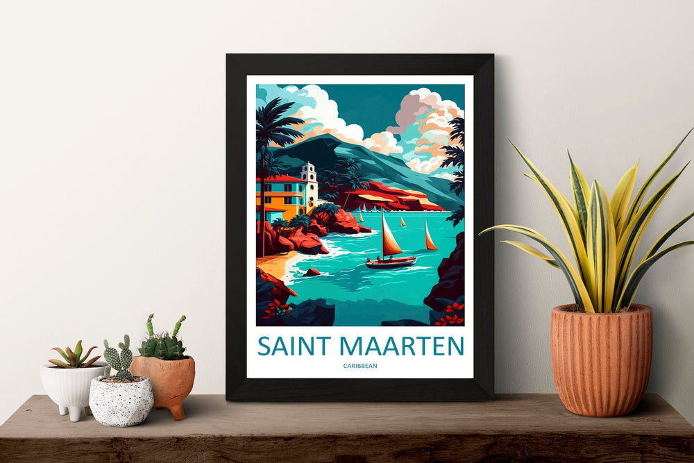 Saint Maarten Travel Print Wall Art Saint Maarten Wall Hanging Home Décor Saint Maarten Gift Art Lovers Wall Art Caribbean Travel Print