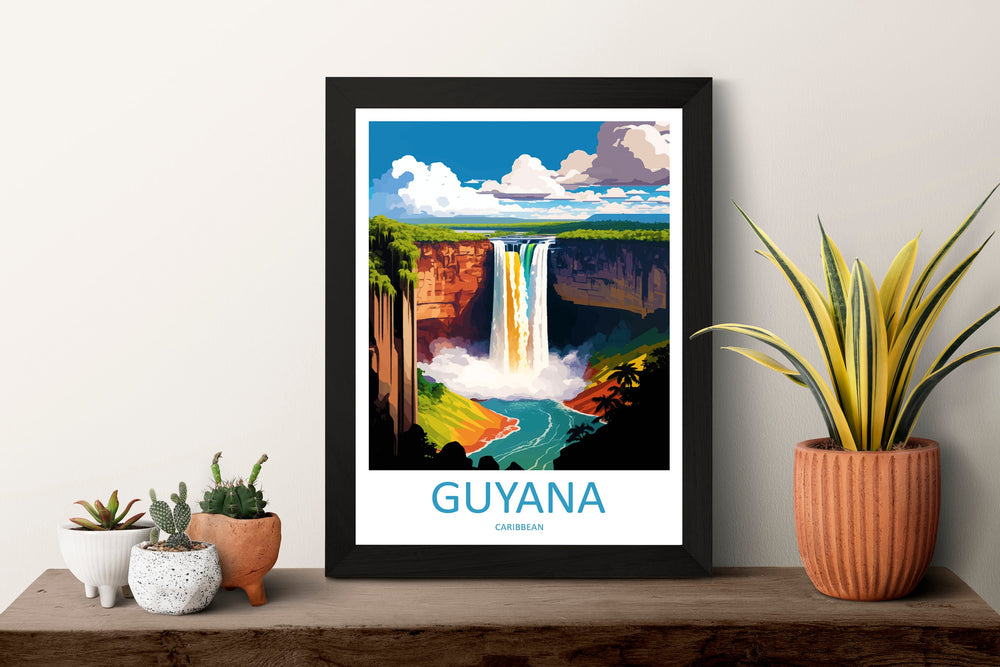 Guyana Travel Print Wall Art Guyana Wall Hanging Home Décor Guyana Gift Art Lovers Wall Art Caribbean Travel Print