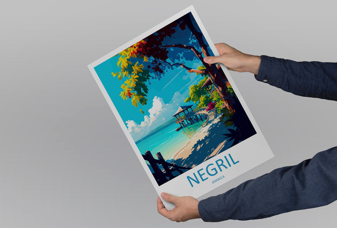 Negril Travel Print Wall Art Negril Wall Hanging Home Décor Negril Gift Art Lovers Wall Art Caribbean Travel Print