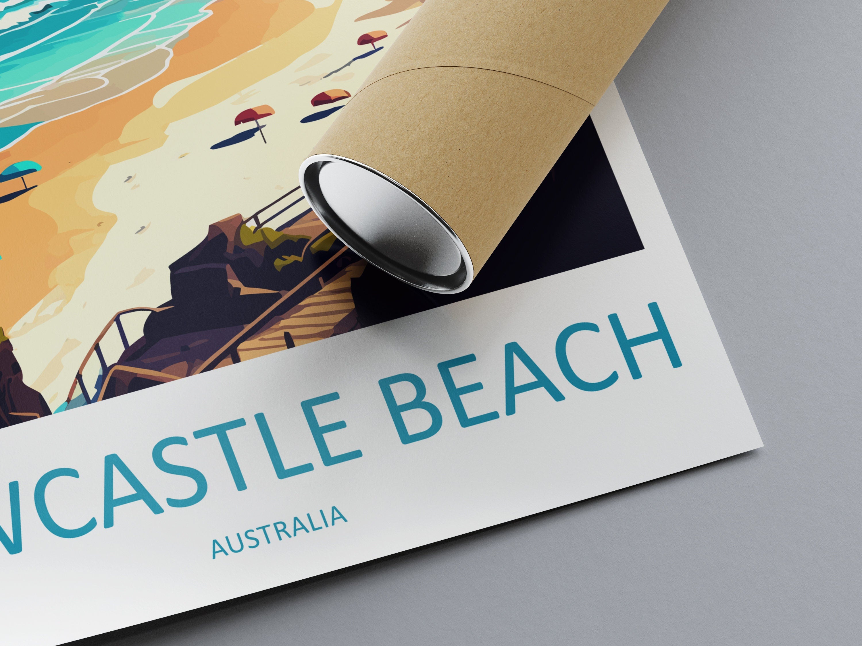 Newcastle Beach Travel Print