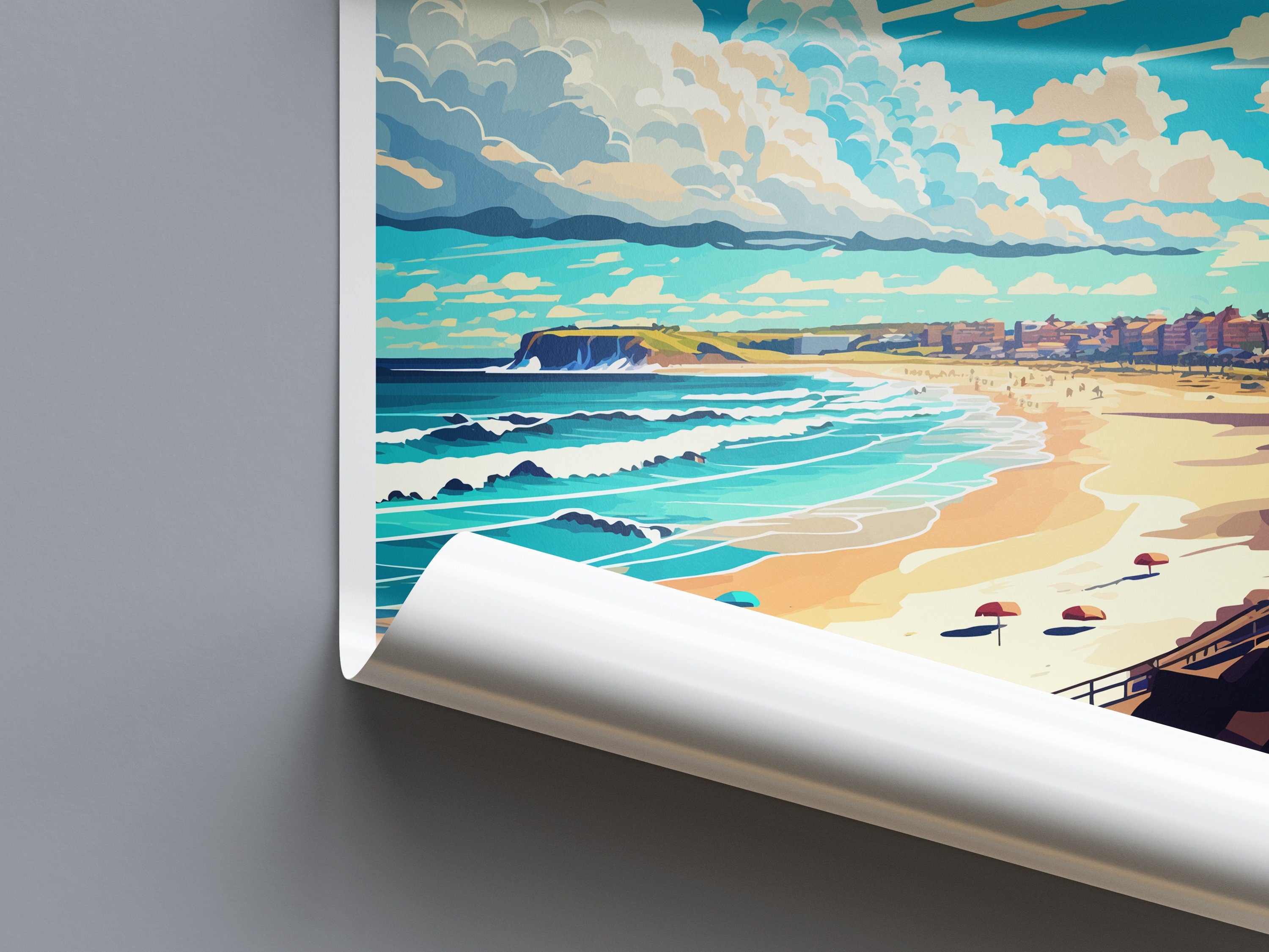 Newcastle Beach Travel Print