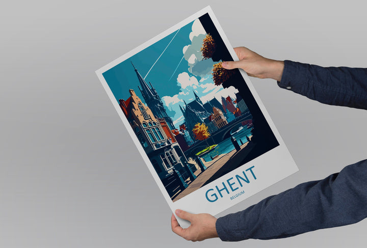 Ghent Travel Print Wall Art Ghent Wall Hanging Home Décor Ghent Gift Art Lovers Belgium Art Lover Gift Ghent Wall Décor