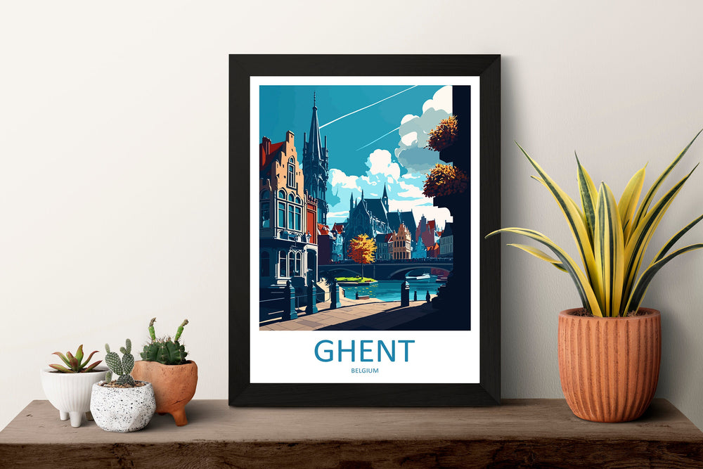 Ghent Travel Print Wall Art Ghent Wall Hanging Home Décor Ghent Gift Art Lovers Belgium Art Lover Gift Ghent Wall Décor