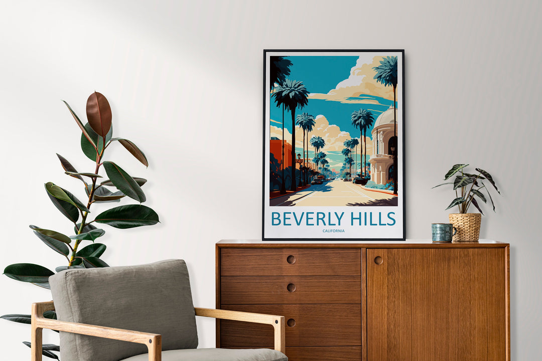 Beverly Hills Travel Print Wall Art Beverly Hills Wall Hanging Home Décor Beverly Hills Gift Art Lovers California Lover Gift Beverly Hills