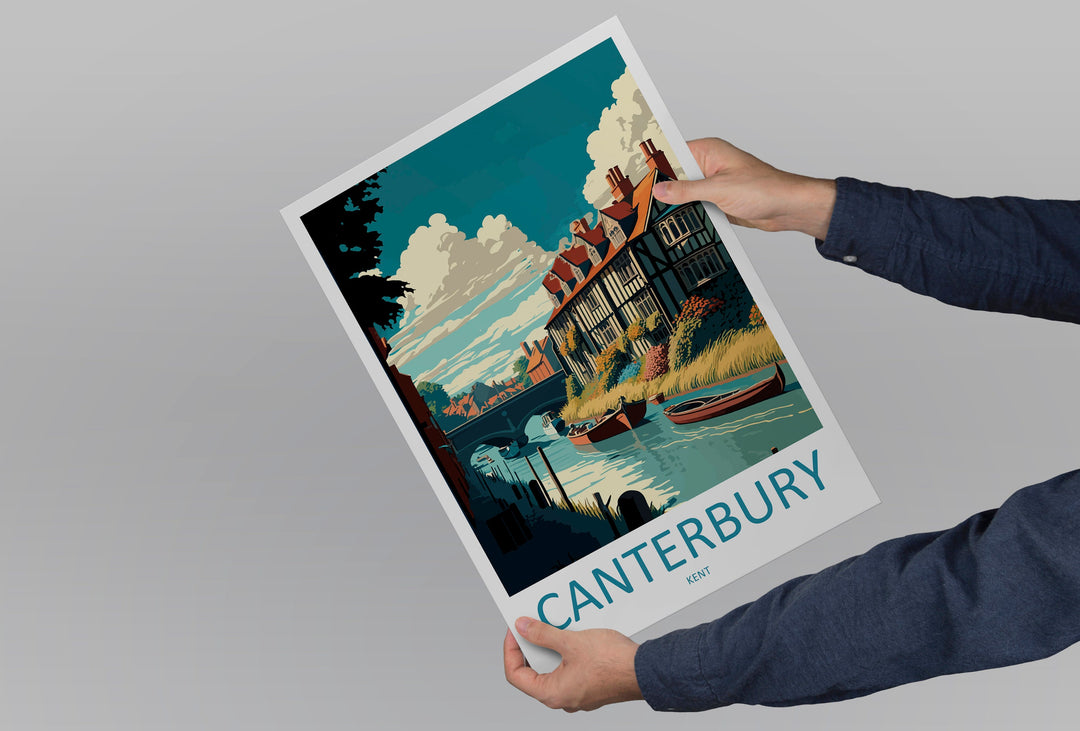 Canterbury Travel Print Wall Art Canterbury Wall Hanging Home Décor Canterbury Gift Art Lovers England Art Lover Gift Print Artwork Kent Art