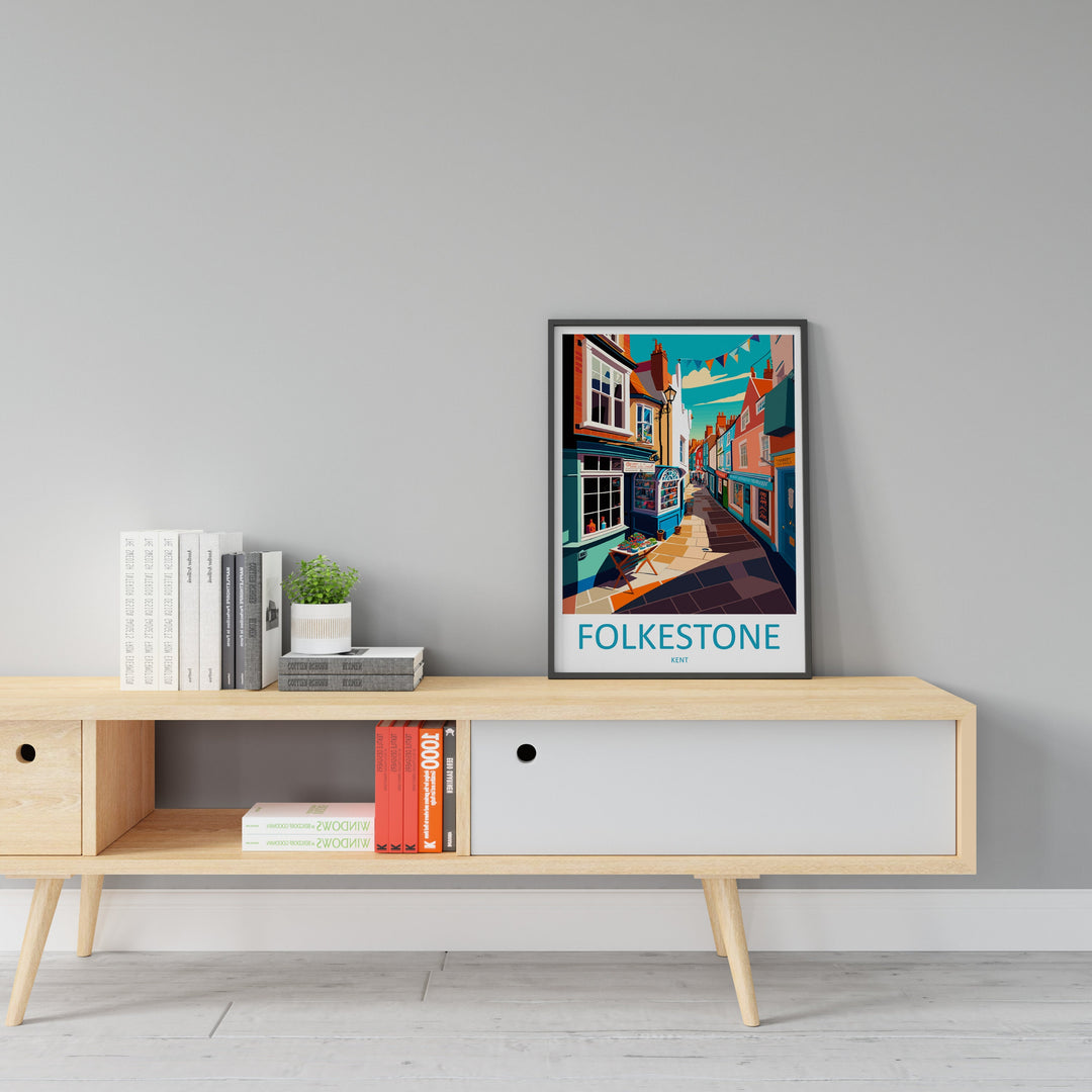 Folkestone Travel Print Wall Art Folkestone Wall Hanging Home Décor Folkestone Gift Art Lovers England Art Lover Gift Print Artwork Kent Art