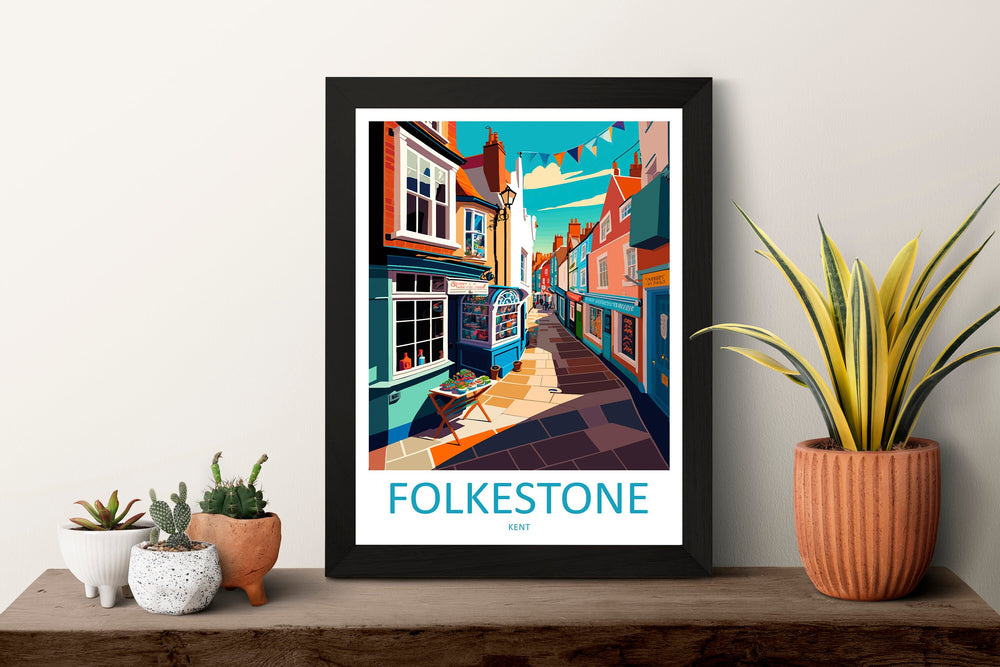 Folkestone Travel Print Wall Art Folkestone Wall Hanging Home Décor Folkestone Gift Art Lovers England Art Lover Gift Print Artwork Kent Art