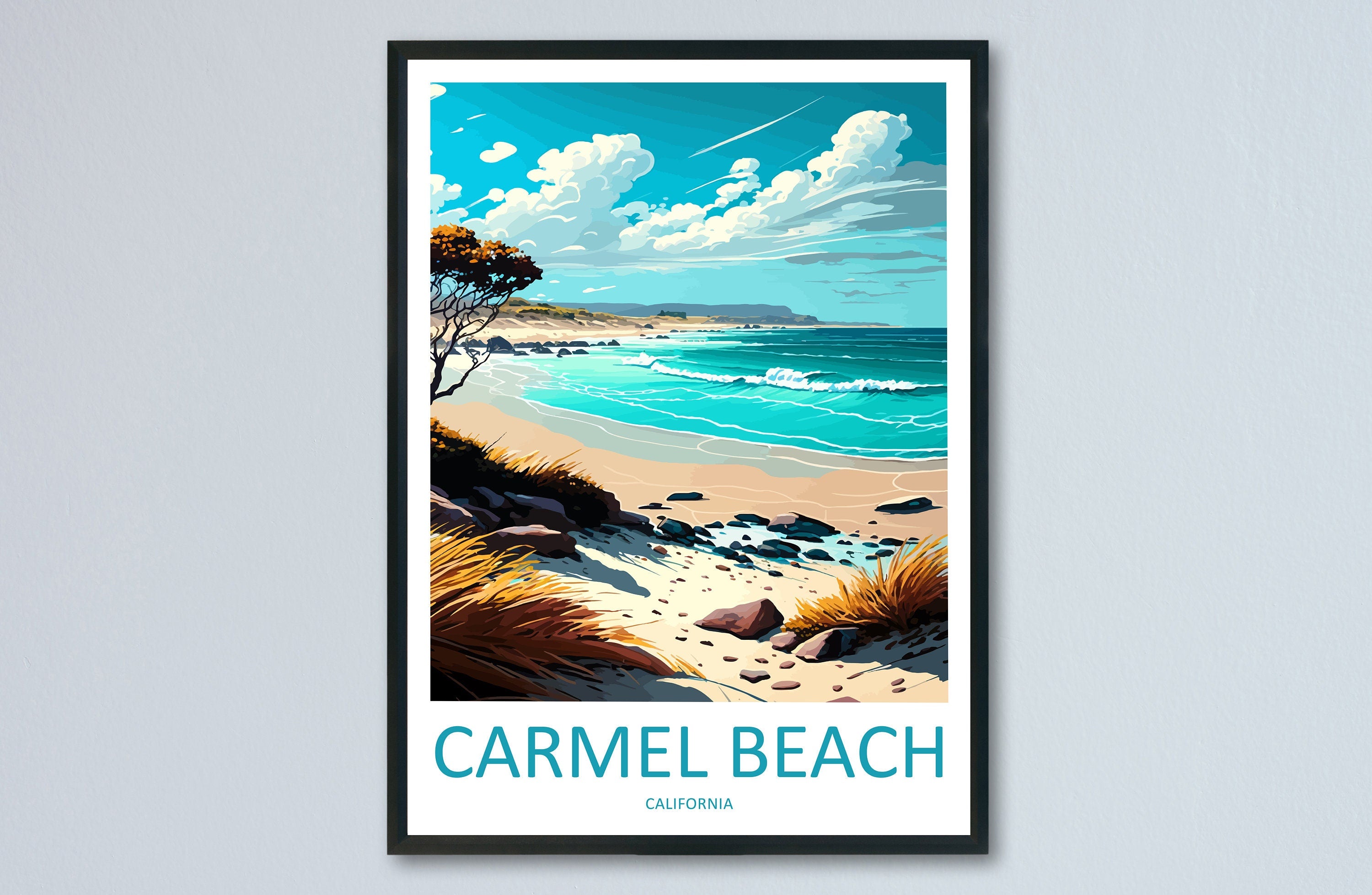 Carmel Beach Travel Print