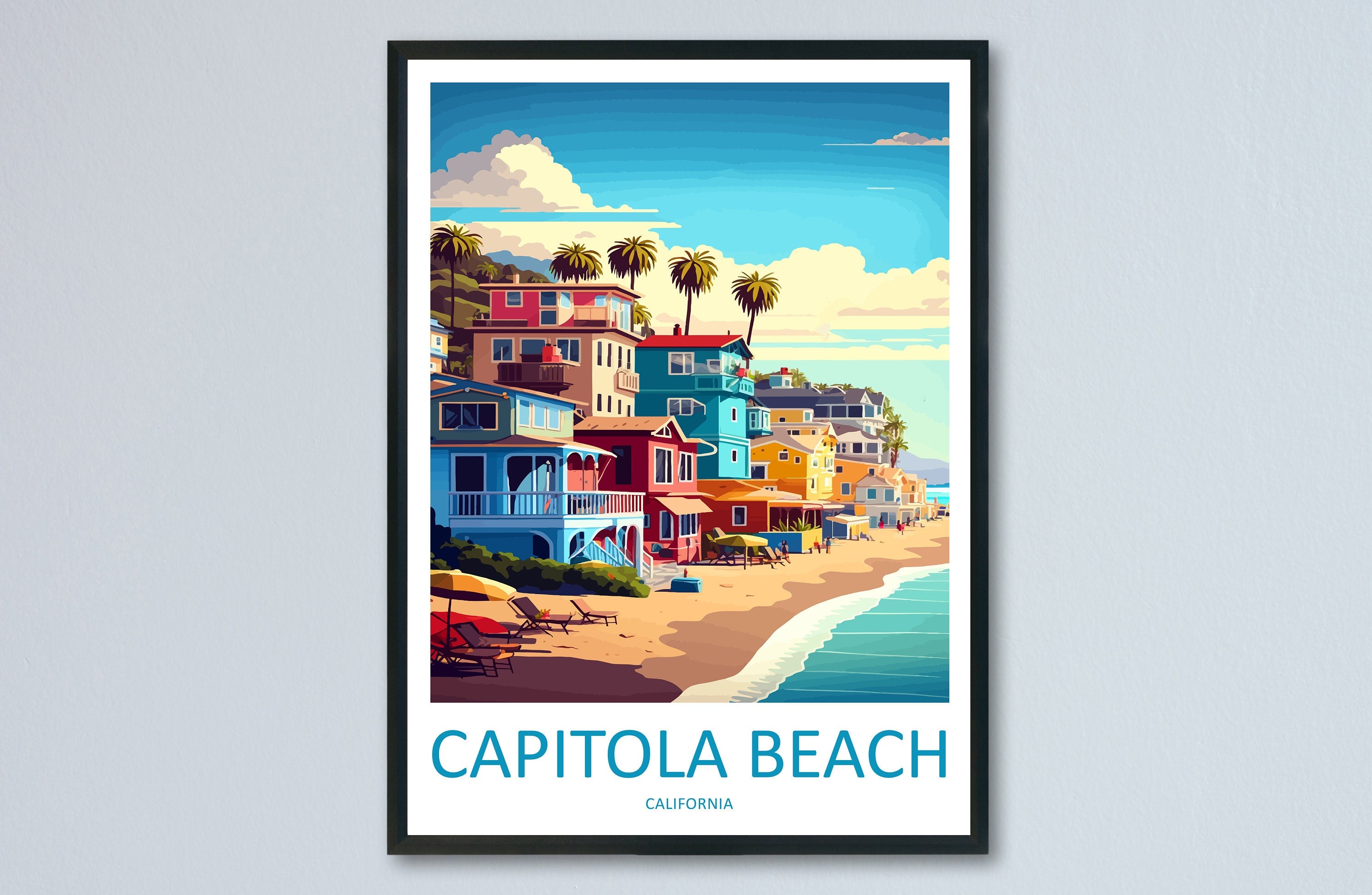 Capitola Beach Travel Print