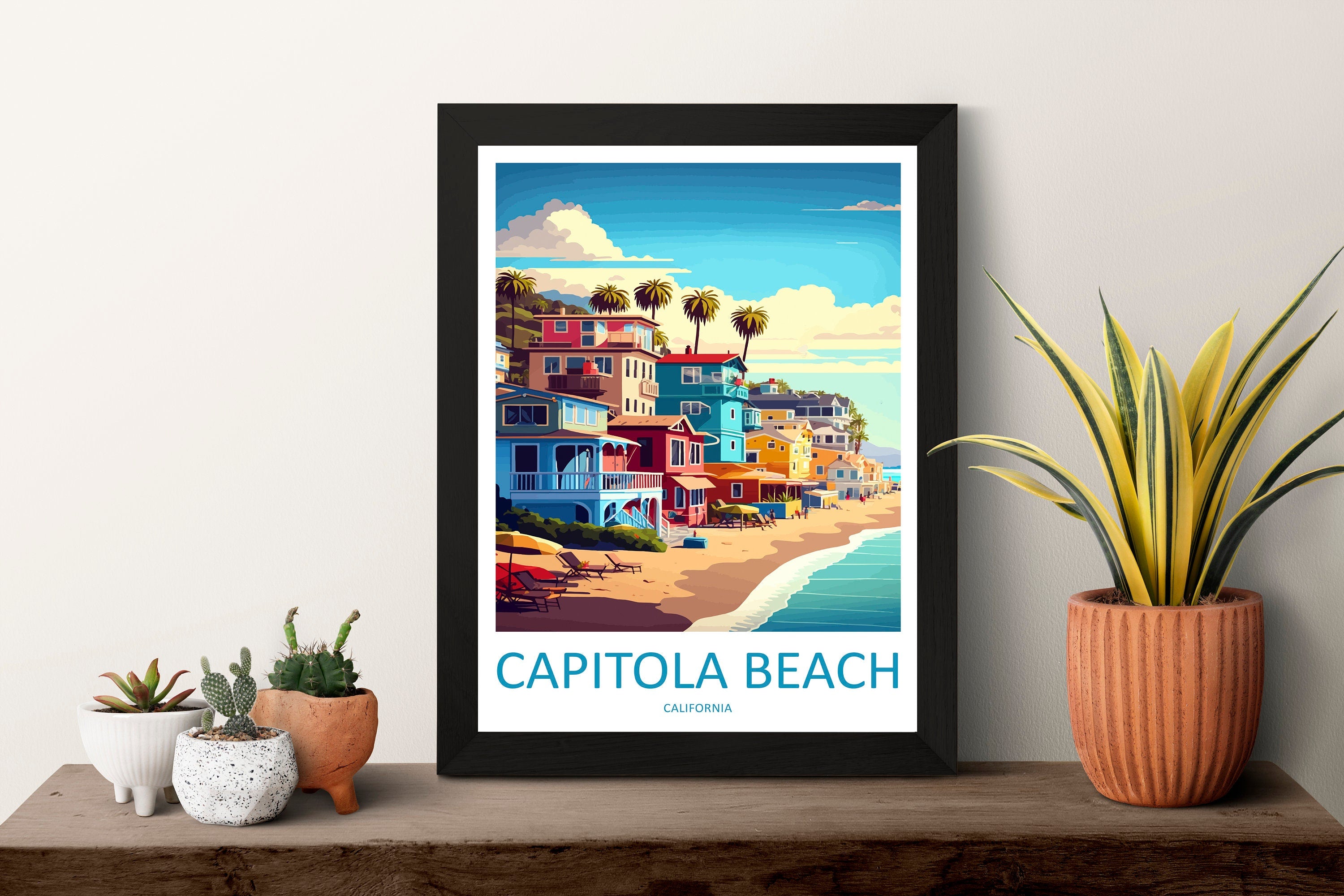 Capitola Beach Travel Print