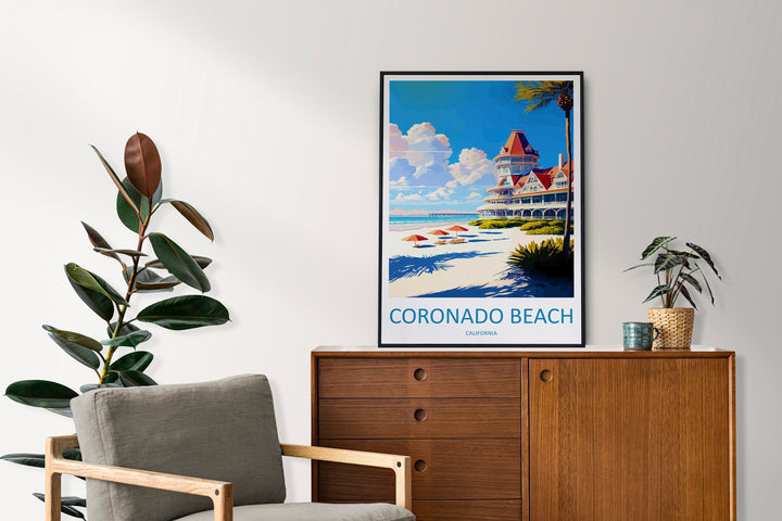 Coronado Beach Travel Print Wall Art Coronado Beach Wall Hanging Home Décor Coronado Beach Gift Art Lovers California Art Lover Gift Print
