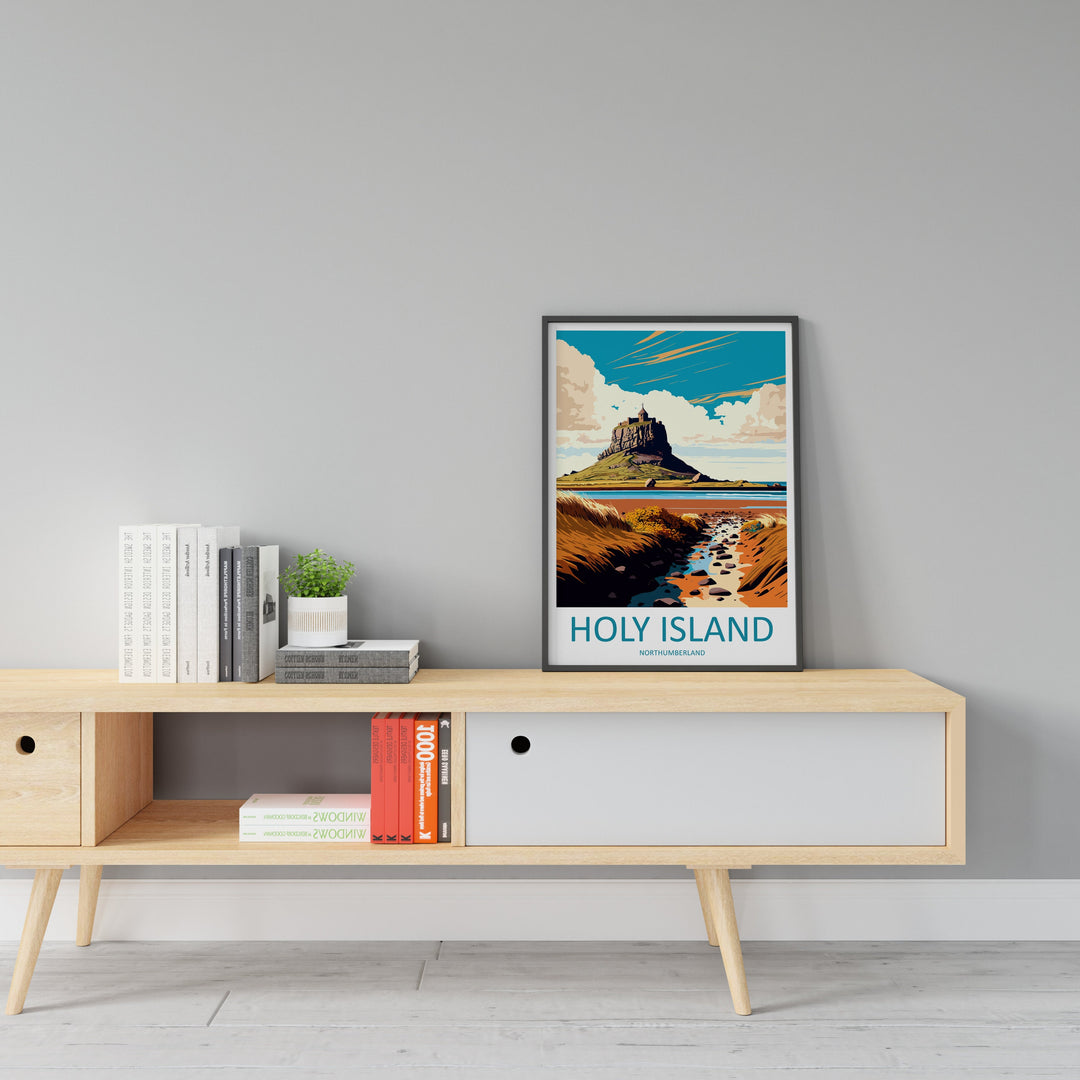 Holy Island Travel Print Wall Art Holy Island Wall Hanging Home Décor Holy Island Gift Art Lovers England Art Lover Gift Print