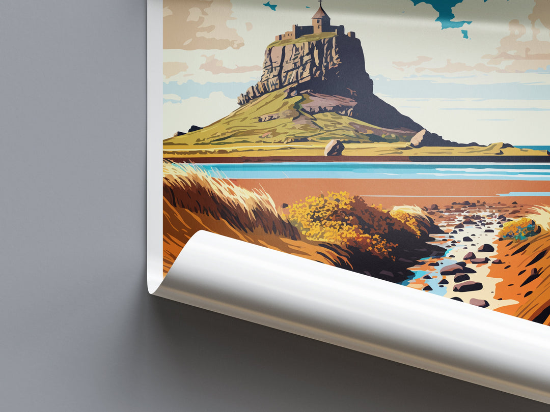Holy Island Travel Print Wall Art Holy Island Wall Hanging Home Décor Holy Island Gift Art Lovers England Art Lover Gift Print