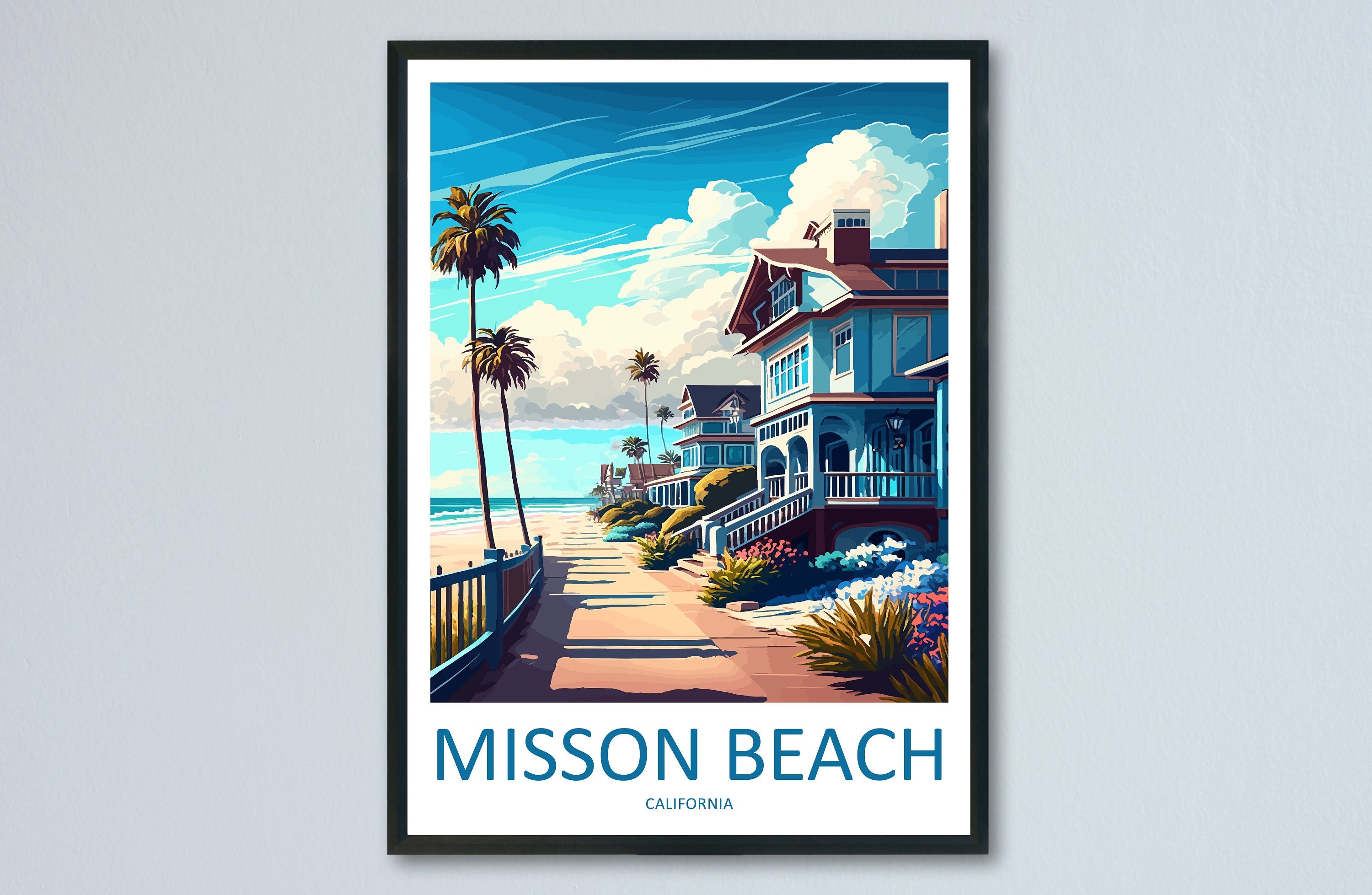 Mission Beach Travel Print