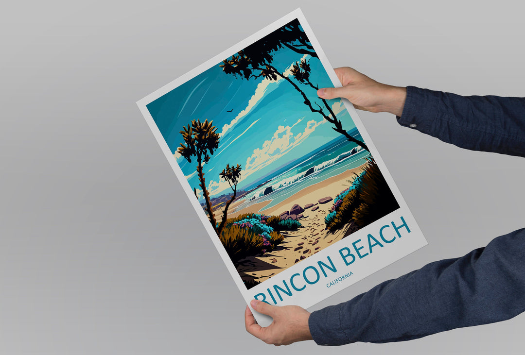 Rincon Beach Travel Print Wall Art Rincon Beach Wall Hanging Home Décor Rincon Beach Gift Art Lovers California Art Poster Rincon Beach