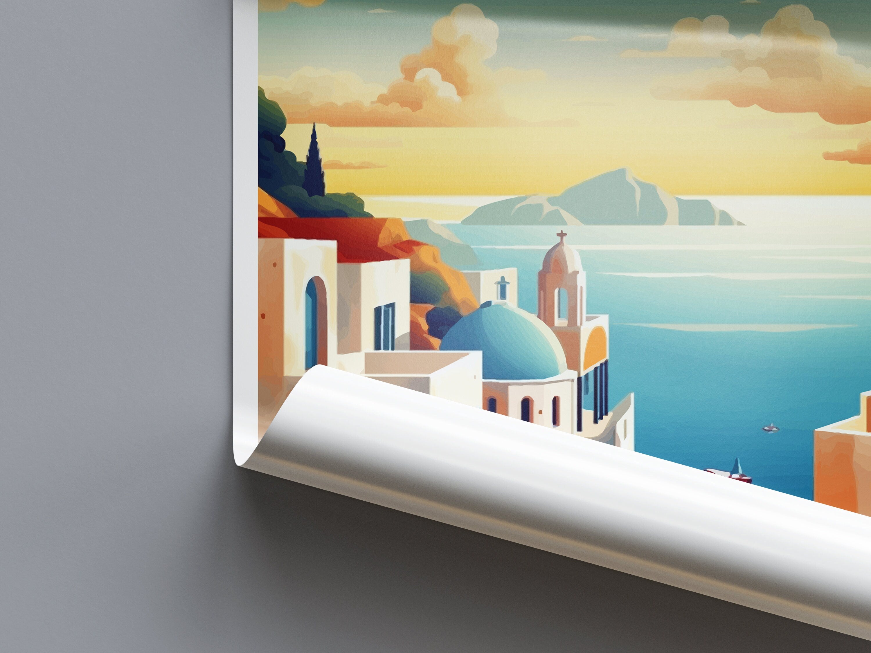 Santorini Travel Print