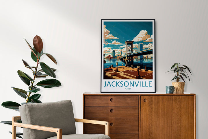 Jacksonville Travel Print Wall Art Jacksonville Wall Hanging Home Décor Jacksonville Gift Art Lovers Florida Art Lover Gift Florida Print