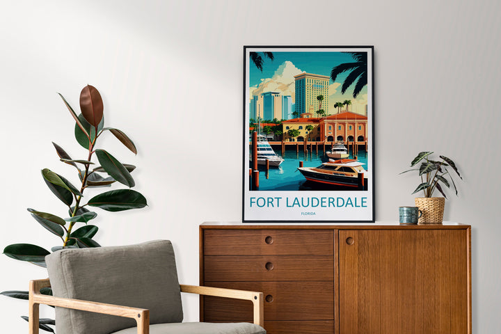 Fort Lauderdale Travel Print Wall Art Fort Lauderdale Wall Hanging Home Décor Fort Lauderdale Gift Art Lovers Florida Art Lover