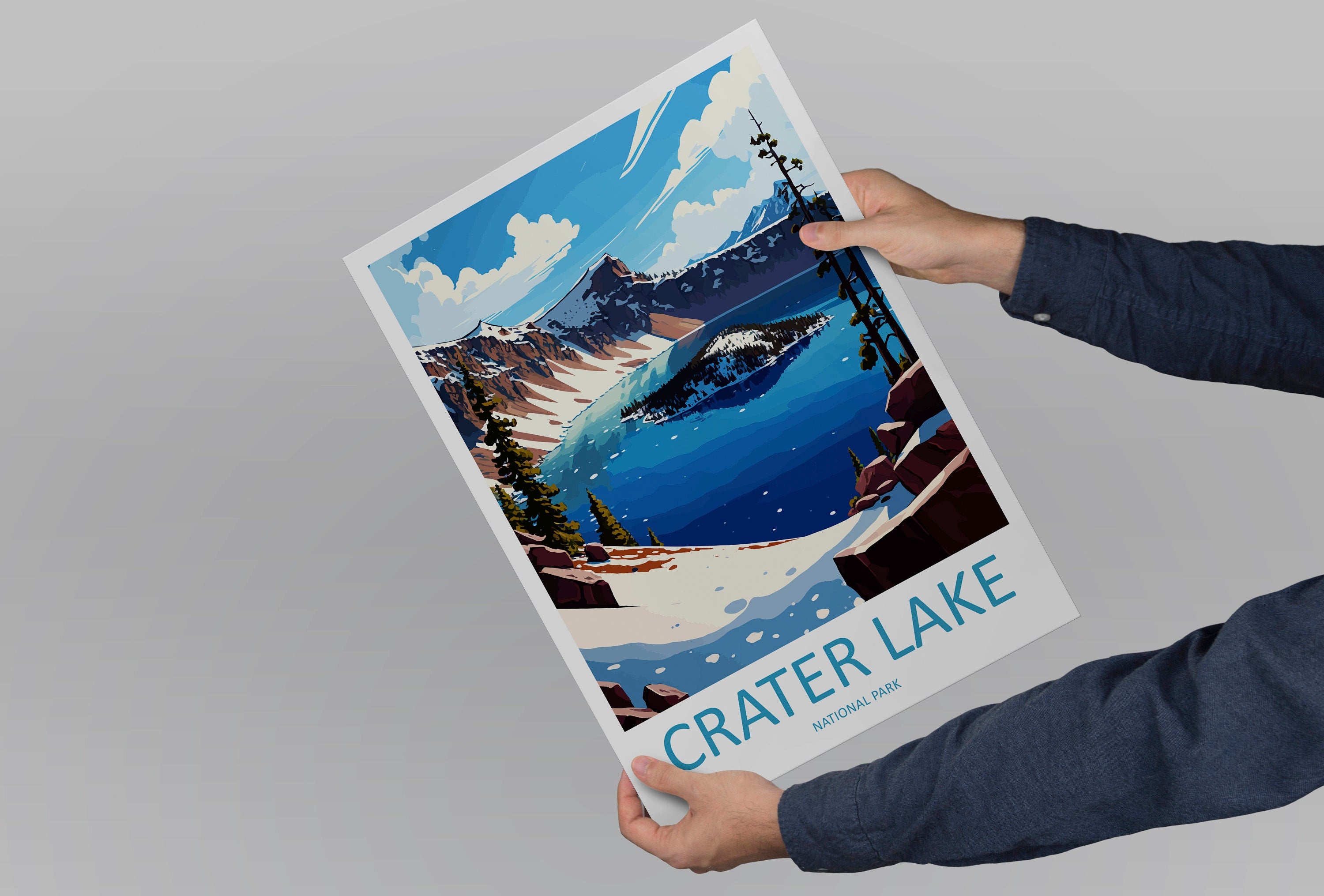 Crater Lake Snow National Park Travel Print