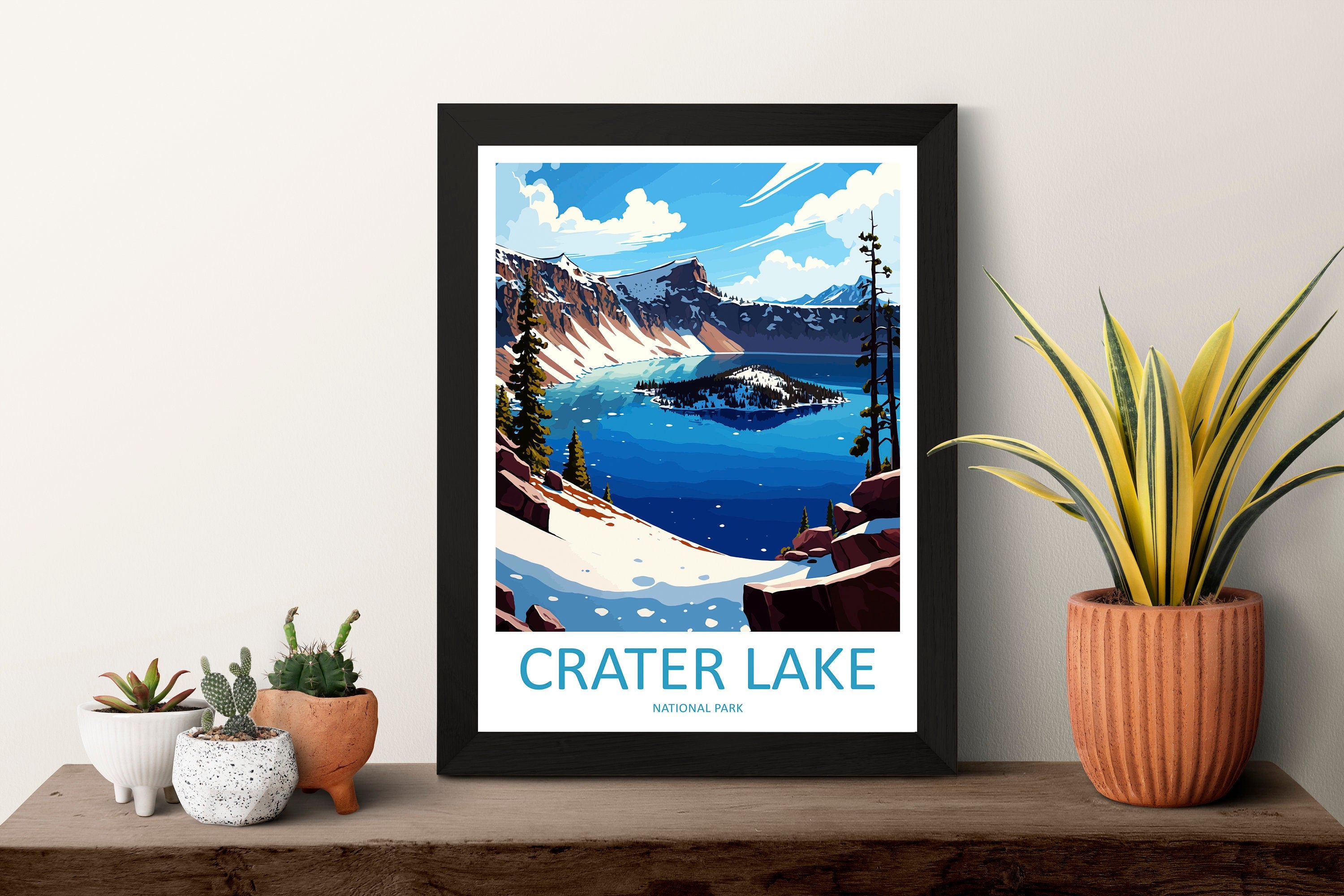 Crater Lake Snow National Park Travel Print